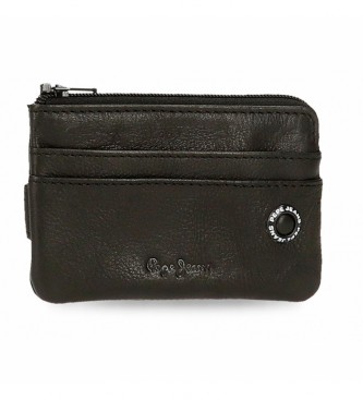 Pepe Jeans Pepe Jeans Badge leather wallet with card holder Black