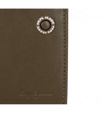 Pepe Jeans Pepe Jeans Badge Leather Card Holder Wallet Khaki