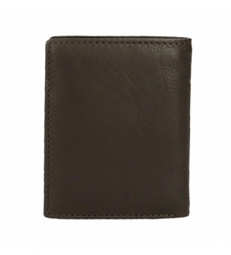 Pepe Jeans Skórzany portfel na identyfikatory pionowy brązowy -8.5x10.5x1cm