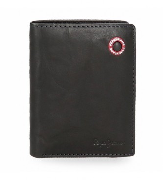 Pepe Jeans Usnjena denarnica Badge vertikalna rjava -8.5x10.5x1cm