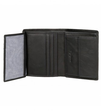 Pepe Jeans Leder Brieftasche Abzeichen vertikal braun -8.5x10.5x1cm