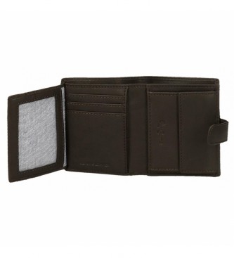 Pepe Jeans Leather wallet Badge Brown with click closure