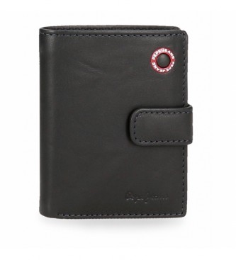 Pepe Jeans Brown Badge leather wallet with click clasp closure -8.5x10.5x1cm