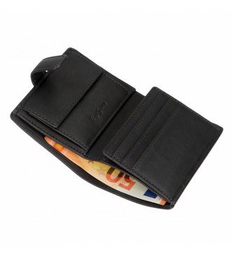Pepe Jeans Rjava usnjena denarnica z oznako s klik zaponko - 8,5x10,5x1cm