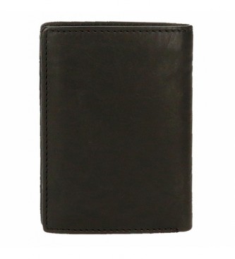 Pepe Jeans Oznake usnjena denarnica vertikalna z denarnico za kovance Črna -8.5x11.5x1cm