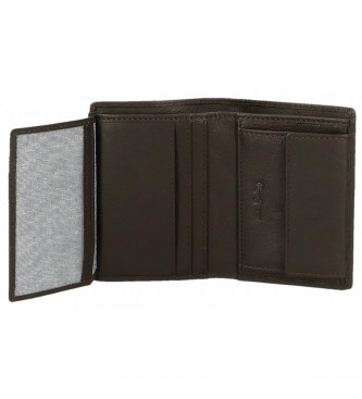 Pepe Jeans Abzeichen Leder Brieftasche vertikal mit Mnze Geldbeutel Braun -8.5x11.5x1cm