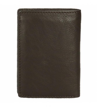 Pepe Jeans Skórzany portfel na odznaki pionowy z portmonetką Brązowy -8.5x11.5x1cm