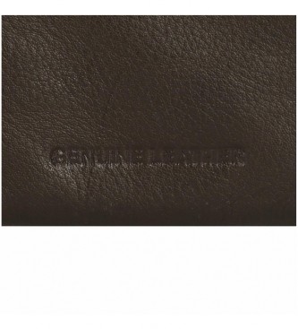 Pepe Jeans Badge vertical leather wallet with coin purse Brown -8.5x11.5x1cm