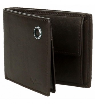 Pepe Jeans Usnjena denarnica Badge Brown -11x8x1cm