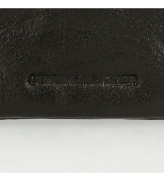Pepe Jeans Carteira de couro preto com fecho por clique -11x8,5x1cm