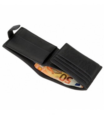 Pepe Jeans Usnjena denarnica Badge Marino z zapiranjem na klik