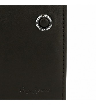 Pepe Jeans Badge Portefeuille en cuir avec porte-cartes noir