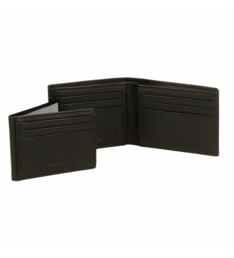 Pepe Jeans Badge leather wallet with card holder Black