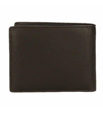 Pepe Jeans Skórzany portfel z etui na karty w kolorze brązowym