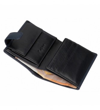 Pepe Jeans Basingstoke Navy leather wallet with click closure