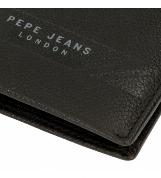 Pepe Jeans Skórzany portfel stojący Basingstoke z saszetką na monety, czarny