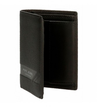 Pepe Jeans Basingstoke vertical leather wallet with coin purse Black