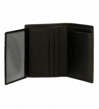 Pepe Jeans Basingstoke Navpična usnjena denarnica s torbico za kovance črna