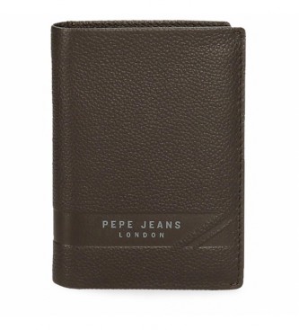 Pepe Jeans Basingstoke Vertikalna usnjena denarnica s kovancem rjave barve