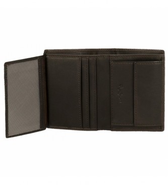 Pepe Jeans Basingstoke Vertikalna usnjena denarnica s kovancem rjave barve