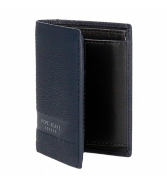 Pepe Jeans Basingstoke Vertikalna usnjena denarnica z žepkom za kovance Marine