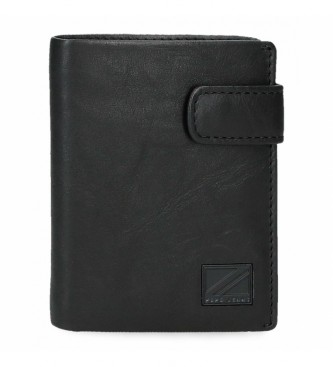 Pepe Jeans Chief Black leather wallet with click clasp closure