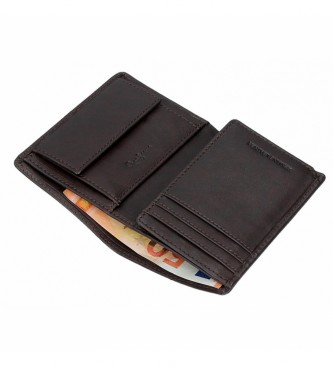 Pepe Jeans Chief vertical leather wallet with coin purse Black