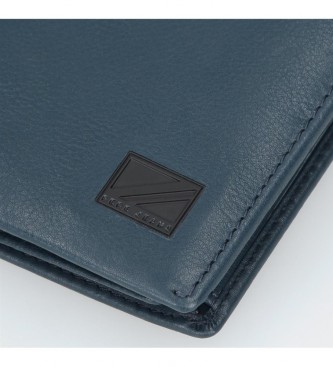 Pepe Jeans Vertikalna usnjena denarnica Chief z denarnico za kovance Modra