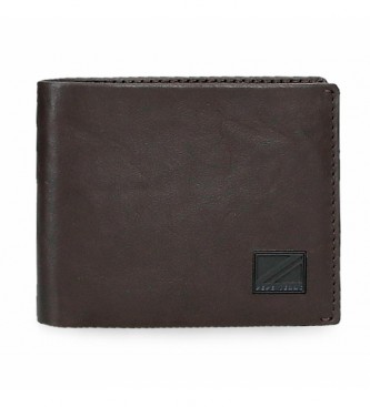 Pepe Jeans Chief leather wallet with card holder Brown