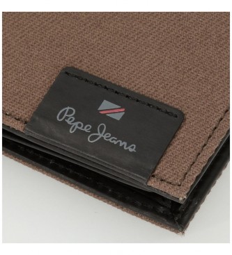 Pepe Jeans Hilltop Brown leather wallet with click closure