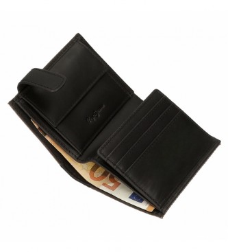 Pepe Jeans Brązowy skórzany portfel Hilltop z zapięciem na zatrzask