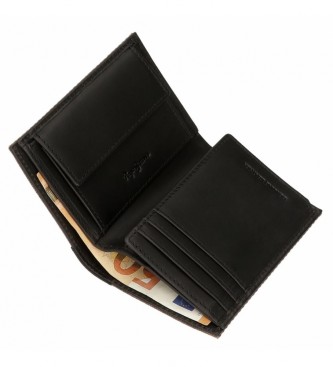 Pepe Jeans Navpična usnjena denarnica Hilltop s kovčkom za kovance rjave barve