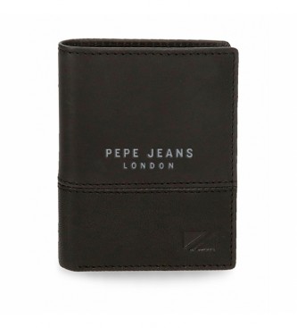 Pepe Jeans Portefeuille en cuir Kingdom vertical Noir