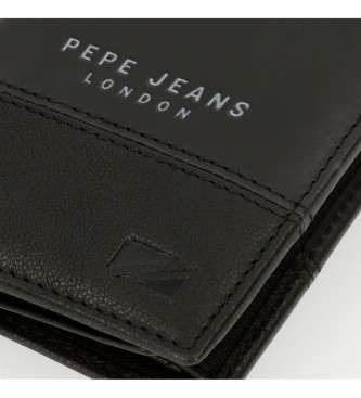 Pepe Jeans Skórzany portfel Kingdom pionowy czarny