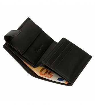 Pepe Jeans Kingdom Black leather wallet with click closure