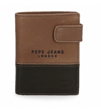 Pepe Jeans Portefeuille en cuir Kingdom Marron avec fermeture  clic