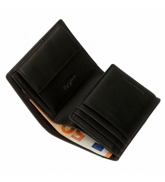 Pepe Jeans Kingdom vertical leather wallet with coin purse Black