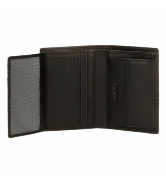 Pepe Jeans Kingdom portefeuille vertical en cuir avec porte-monnaie Noir