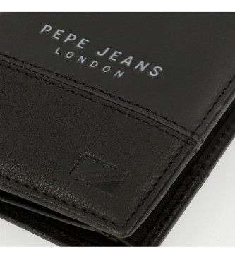 Pepe Jeans Kingdom vertikalna usnjena denarnica z denarnico za kovance Black
