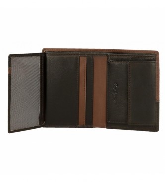 Pepe Jeans Kingdom vertikalna usnjena denarnica z denarnico za kovance Brown
