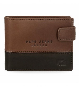 Pepe Jeans Pjl Kingdom Braunes Portemonnaie mit Klickverschluss