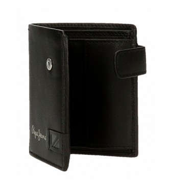 Pepe Jeans Strand Black leather wallet with click clasp closure