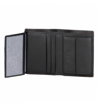 Pepe Jeans Navpična usnjena denarnica z denarnico za kovance Marine