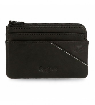 Pepe Jeans Efektowny skórzany portfel w kolorze czarnym
