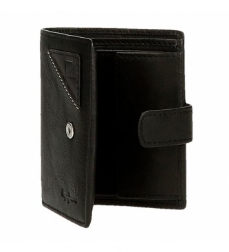 Pepe Jeans Striking Black leather wallet with click clasp closure