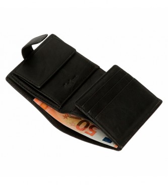 Pepe Jeans Usnjena denarnica Striking Black z zapiranjem na klik