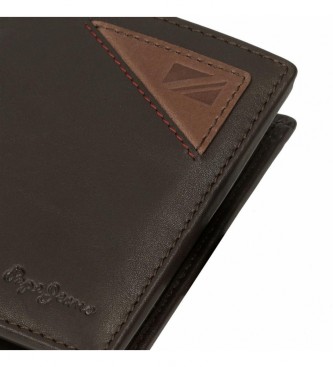 Pepe Jeans Striking Brown leather wallet with click clasp closure
