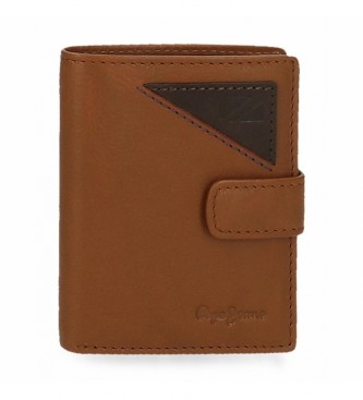 Pepe Jeans Striking Beige leather wallet with click closure