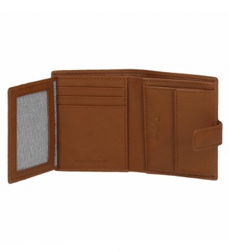 Pepe Jeans Striking Beige leather wallet with click closure