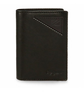 Pepe Jeans Striking vertical leather wallet with coin purse Black